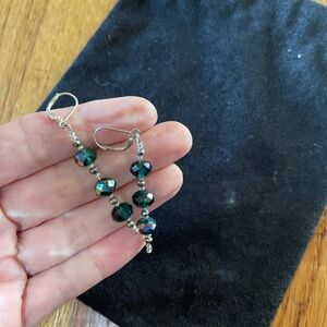 Elegant Green Beaded Dangle Earrings